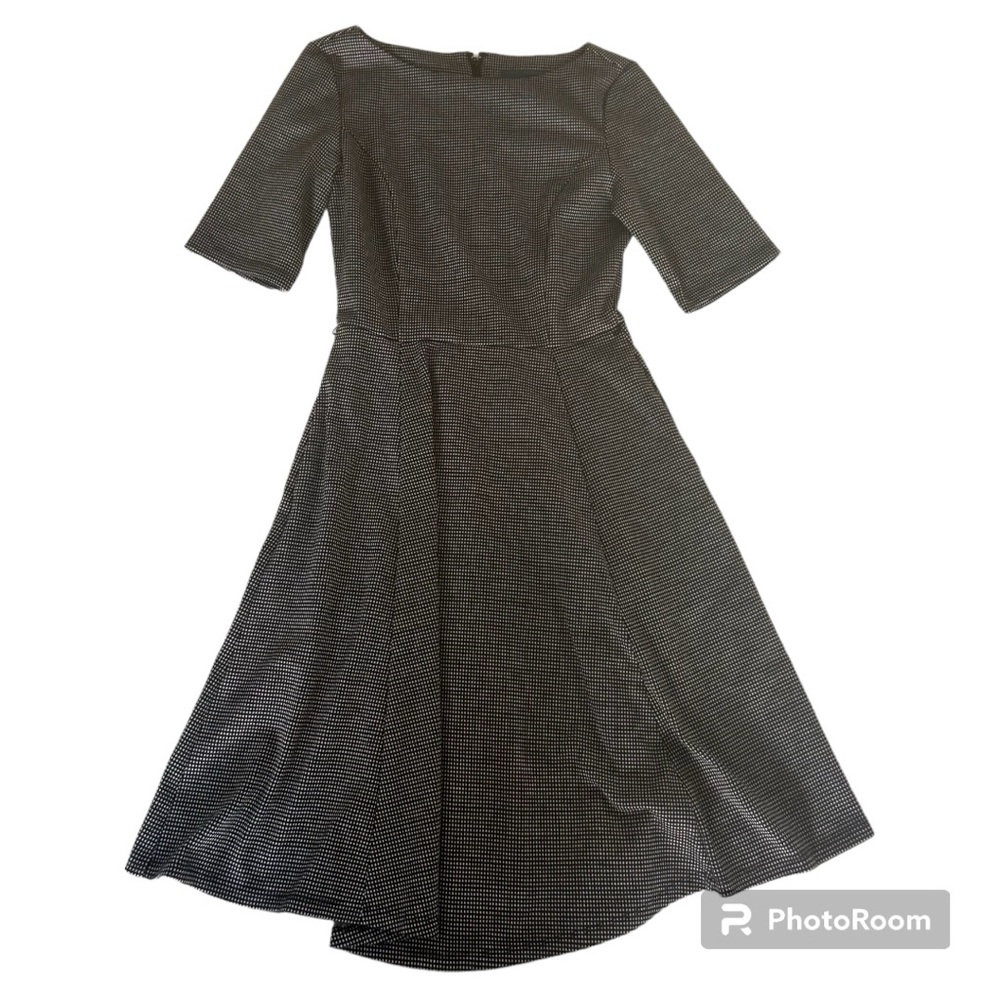 ModCloth midi dress black and white print 3/4 sleeves